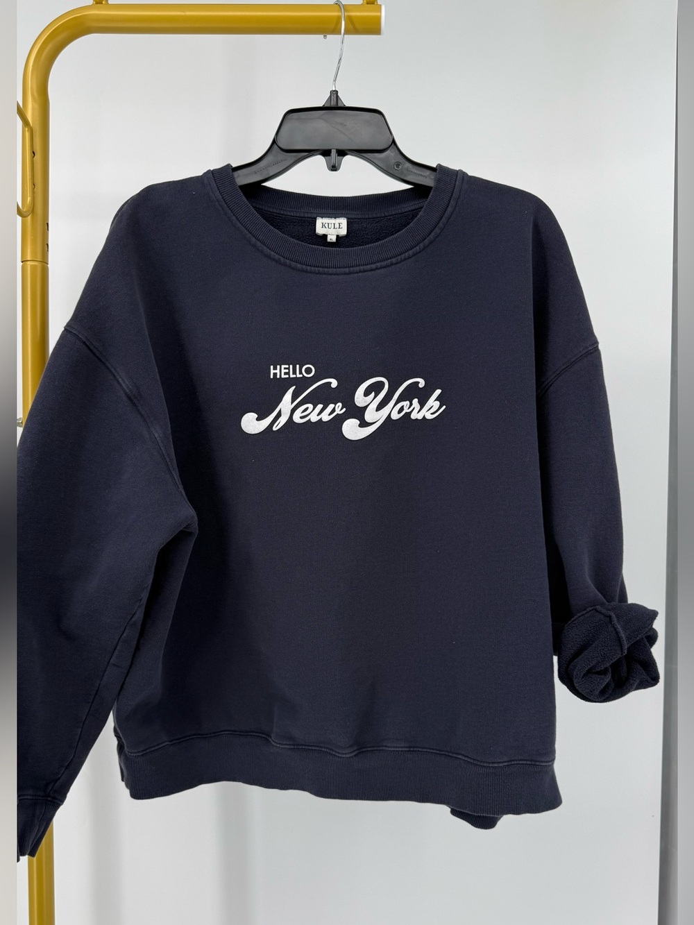 KULE The Oversized Hello New York Organic Cotton Sweatshirt Navy XL